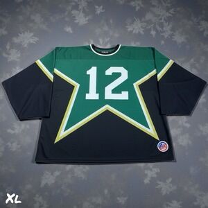 VTG Athletic Knit Hockey Jersey Mens XL Banknorth Green Black Star 12 Canada